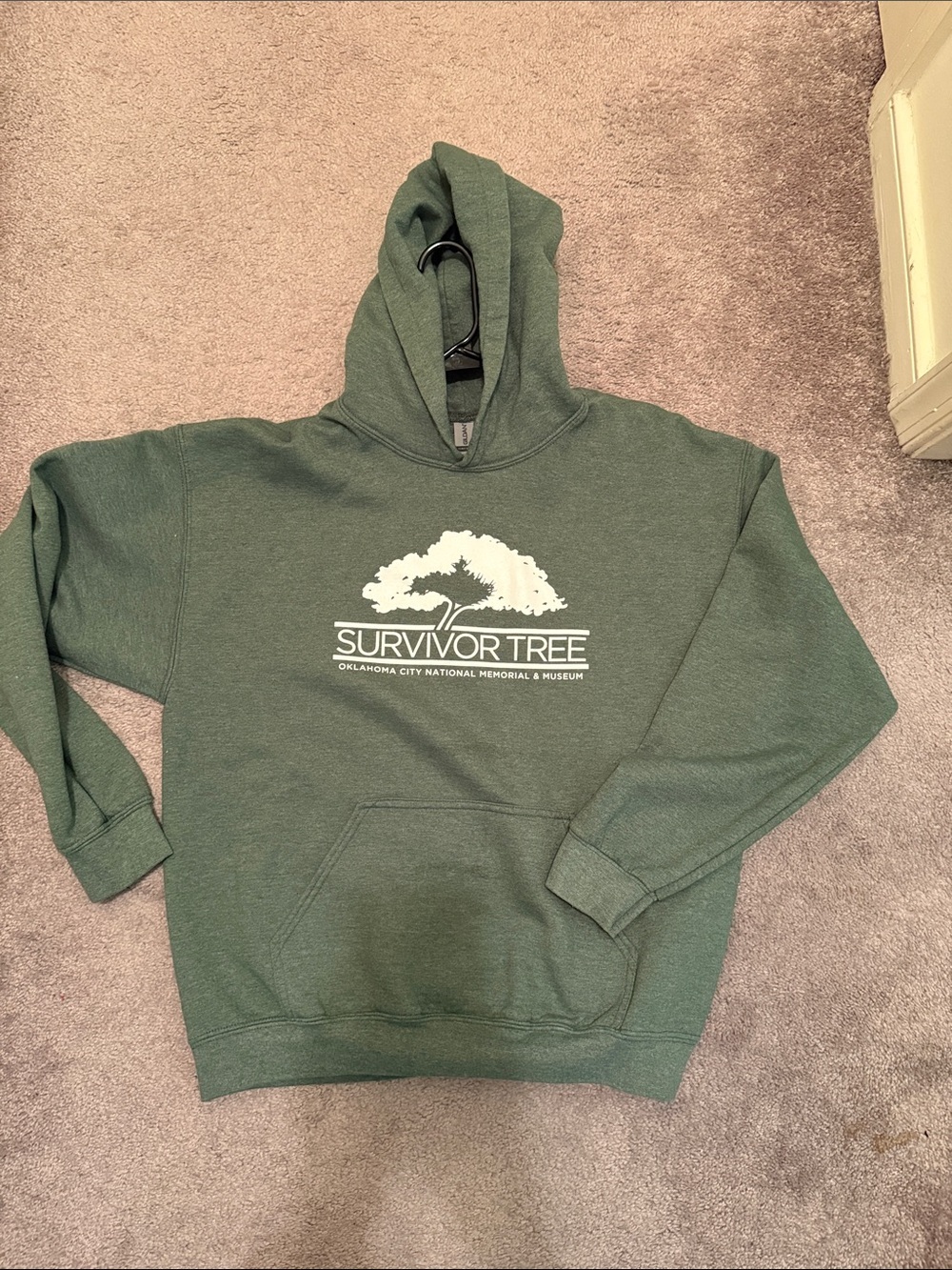 Oklahoma City Memorial Survivor Tree Green Hooded Sweatshirt